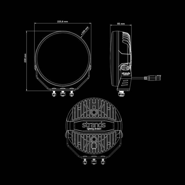 Strands FIREFLYPRO, 9" Blitz, Sort LED ekstralys, 142 Watt, 16.800 Lumen 