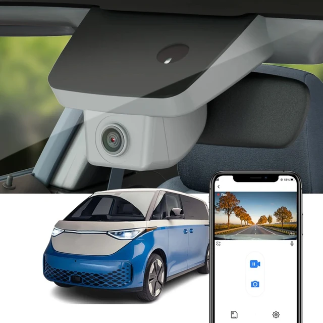 FITCAMX Integrert 4K Dashcam (foran+bak) VW ID.Buzz (2022 -->) Sort 