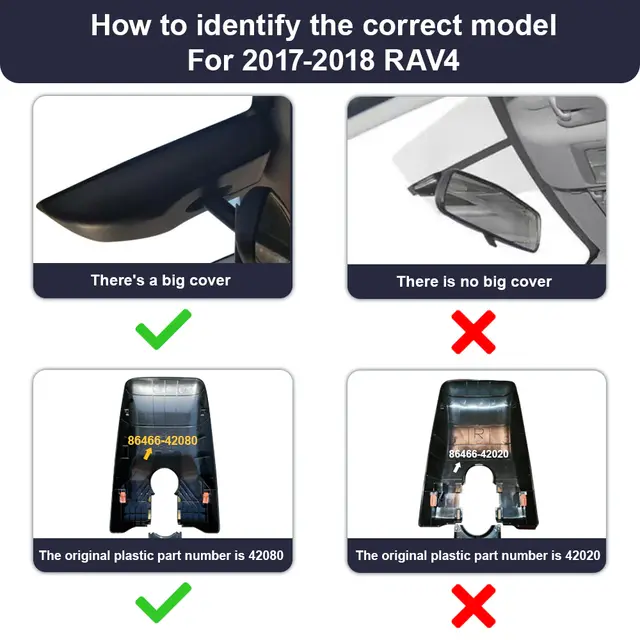 FITCAMX Integrert 4K Dashcam (foran+bak) RAV4 XA40 (2017 - 2018) 