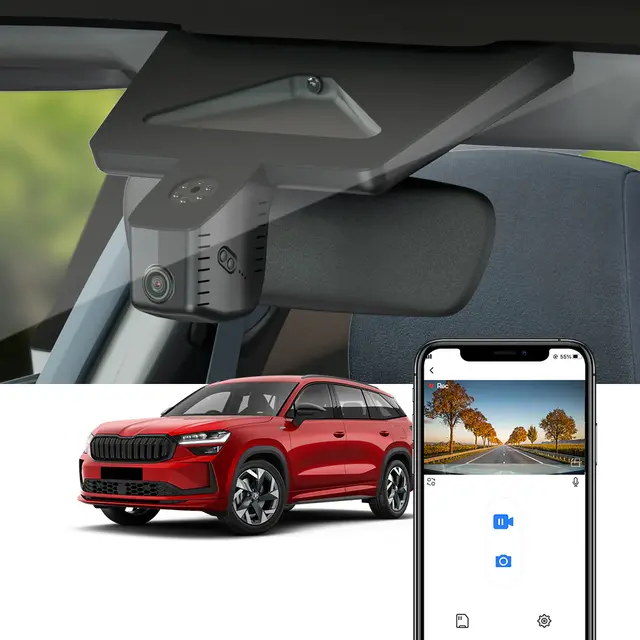 FITCAMX Integrert 4K Dashcam (foran+bak) Skoda Kodiaq 2 (2024-2025) 
