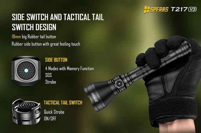 Speras T217 v3 lommelykt med koffert 3000lm / 1500 meter kastelengde 