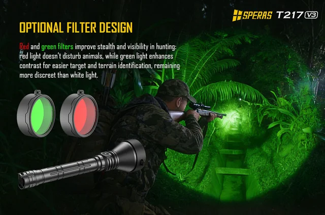 Speras T217 v3 lommelykt med koffert 3000lm / 1500 meter kastelengde 