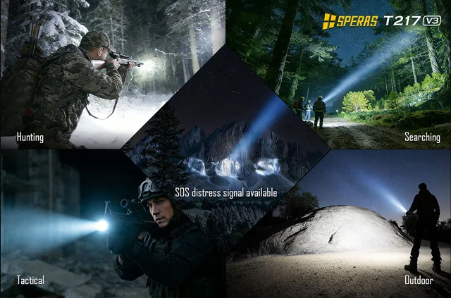 Speras T217 v3 lommelykt med koffert 3000lm / 1500 meter kastelengde 