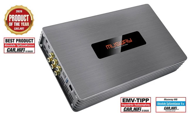 Musway 8-kanals DSP-forsterker 1250W RMS i 2ohm 