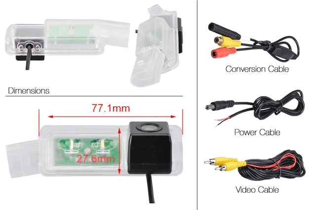 InCarTec Ryggekamera (skiltlys) (CVBS) Audi/Seat/Porsche/VW (2006 -->) 