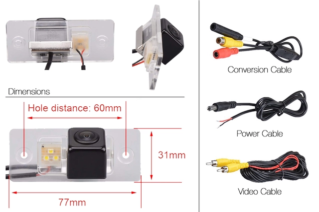 InCarTec Ryggekamera (skiltlys) (CVBS) Porsche/Volkswagen (1999 -->) 