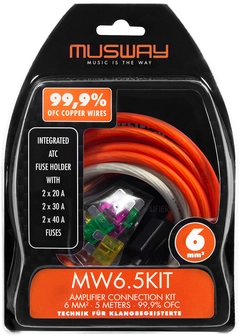 Musway Strømkit, 6 mm², 5 meter Kabelkit med sikringsholder og sikringer