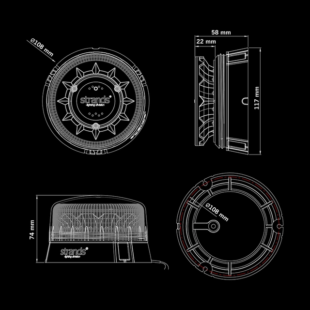Strands Black Raven Roterende varsellys Kun 10W!, 3 mønstre 