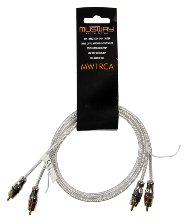 Musway RCA signalkabel, 1 Meter Dobbeltskjermet RCA kabel 
