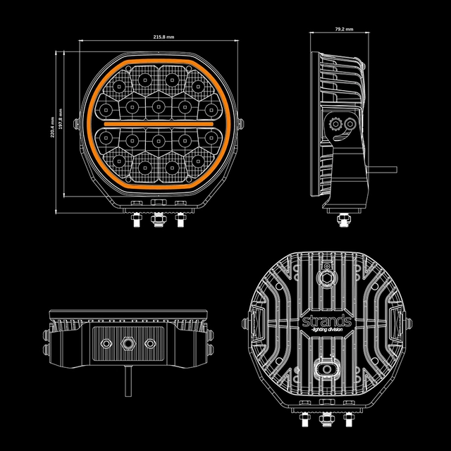 Strands Big Energy 2.0, 9" LED ekstralys, 132 Watt, 12.900 Lumen 
