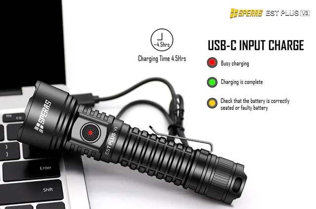 Speras EST PLUS v3 lommelykt 3000lm / 800 meter kastelengde 
