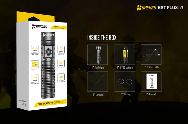 Speras EST PLUS v3 lommelykt 3000lm / 800 meter kastelengde 