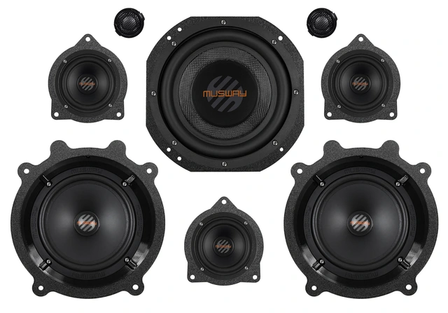 Musway høyttalersett for Tesla 3/Y Front, senter og subwoofer 
