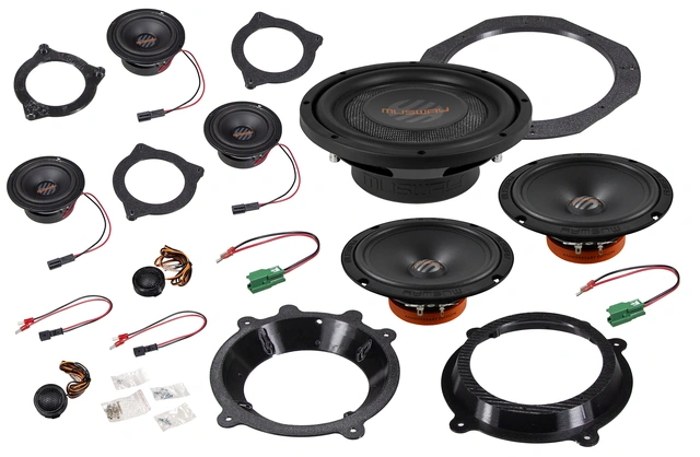 Musway høyttalersett for Tesla 3/Y Front, senter og subwoofer 
