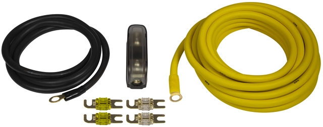 ESX Strømkit, 16 mm² Kopper Kabelkit med RCA og Mini-ANL sikringsh. 