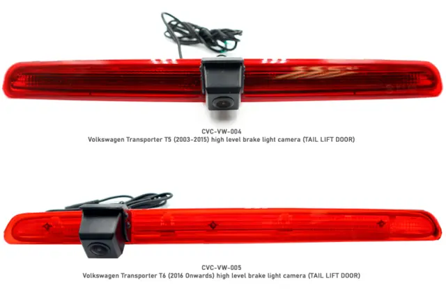 InCarTec Ryggekamera (Bremselys) (CVBS) VW T5 (2004 - 2015) med topphengslet dør 