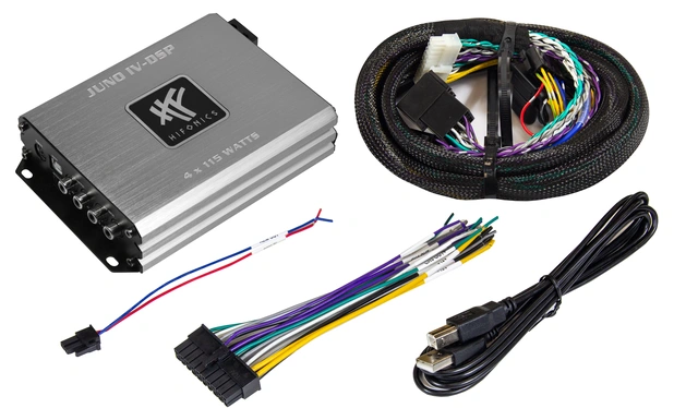 HiFonics JUNO IV-DSP Klasse D 4-kanals DSP forsterker med ISO 