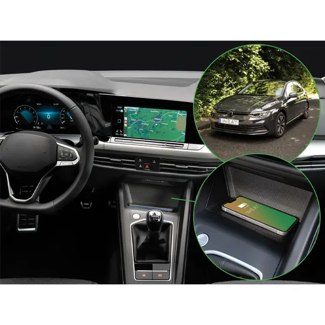 Inbay Trådløs mobillader (15W Qi) Seat/Skoda/VW (2020->) m/sort Qi plugg 