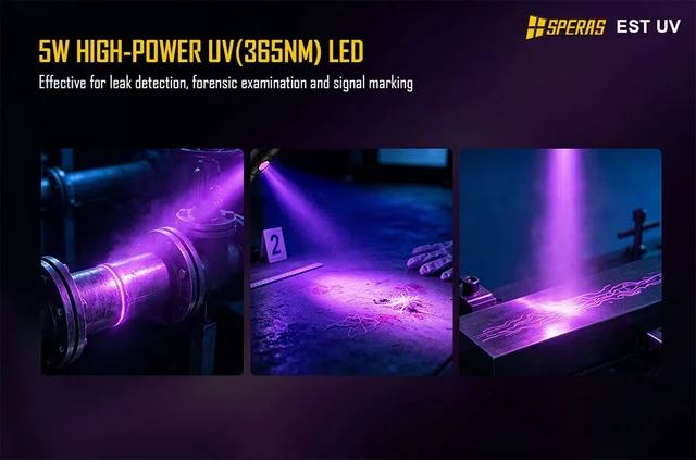 Speras EST UV lommelykt 2300lm / 480 meter kastelengde, UV 365nm 