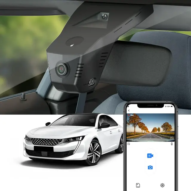 FITCAMX Integrert 4K Dashcam (foran+bak) Peugeot 508 (2019 - 2023) 