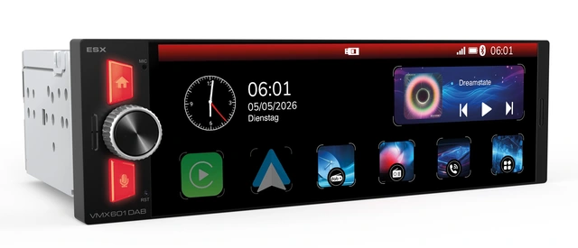 ESX 6,3" LCD/DAB+/FM/USB/SD/BT 1-DIN DAB mediaspiller med masse utstyr 