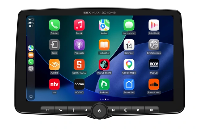 ESX 12" LCD/DAB+/FM/USB/SD/BT 1-DIN DAB mediaspiller med 12" skjerm 