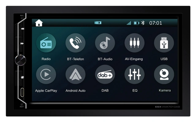 ESX 7" LCD/DAB+/FM/USB/BT 2-DIN DAB mediaspiller med 7" skjerm 