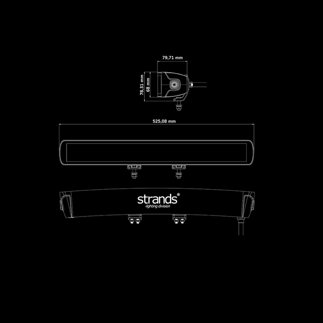 Strands Big Energy DR LED-rampe 20" Svak bøyd, hvit/orange, innebygd relè 
