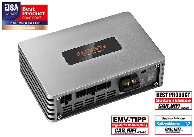 Musway 4-kanals DSP-forsterker 400W RMS i 2 ohm 
