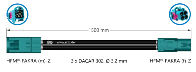 ATTB FAKRA (Hun) - FAKRA (Han) 1,5 meter 