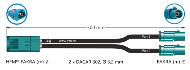 ATTB FAKRA (Hun) - FAKRA (Han) 0,3 meter 