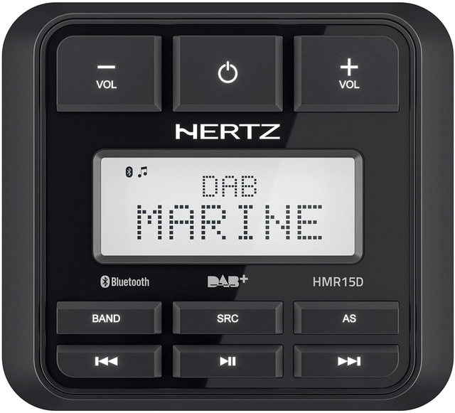 Hertz HMR15D Marine DAB+ radio m/bt 100% vanntett front IP66, 4 x 50W 