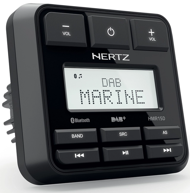 Hertz HMR15D Marine DAB+ radio m/bt 100% vanntett front IP66, 4 x 50W 