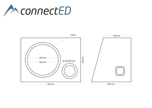 ConnectED 12" basskasse Portet kasse, 50 liter, sort 