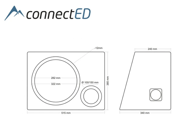 ConnectED 12" basskasse Portet kasse, 40 liter, grå 