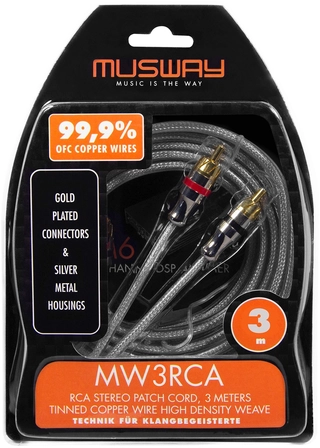 Musway RCA signalkabel, 3 Meter Dobbeltskjermet RCA kabel