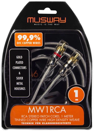 Musway RCA signalkabel, 1 Meter Dobbeltskjermet RCA kabel