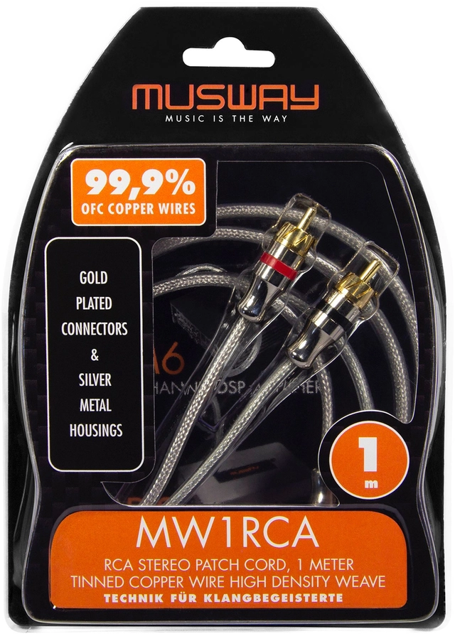 Musway RCA signalkabel, 1 Meter Dobbeltskjermet RCA kabel 