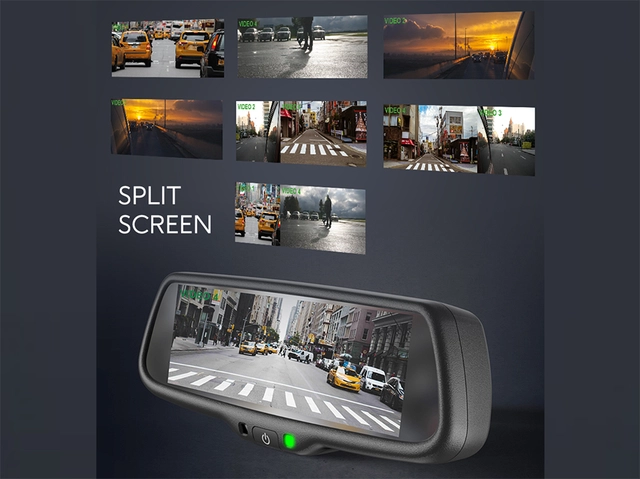 ConnectED Sladrespeil m/skjerm (CVBS) Erstatningsspeil med 7,2" skjerm 
