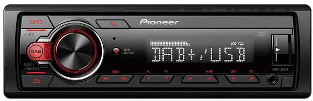 Pioneer MVH130DAB, kort chassis 1-DIN Mecha-less Media radio (uten CD) 