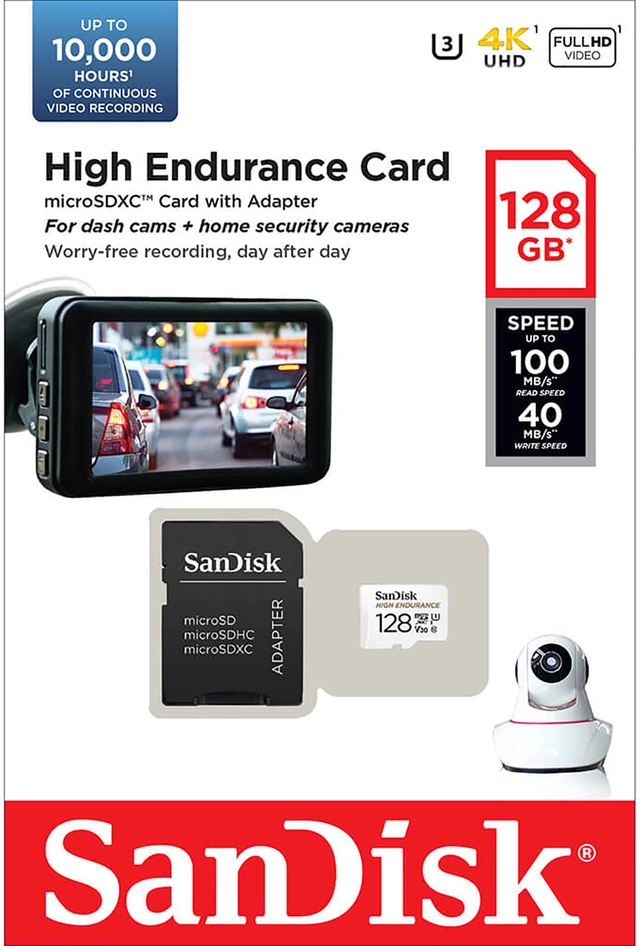 Sandisk 128GB High Endurance SD kort Designet for dashcam! 
