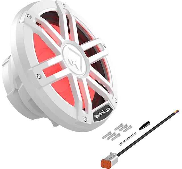 Rockford Fosgate Marine, 10" Hvit Marine 10", 300/1200W, 2 x 2ohm, LED-lys 