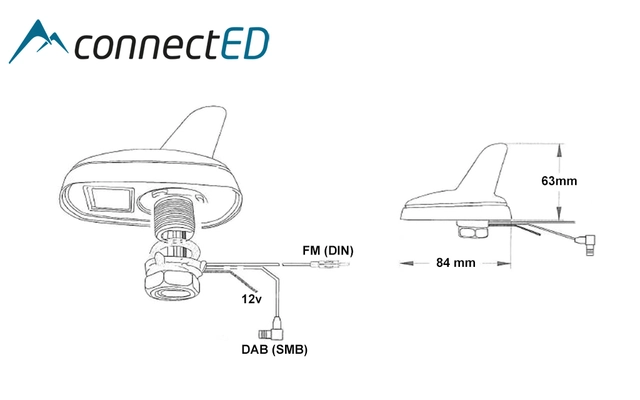ConnectED FM/DAB-haifinneantenne For montering på tak 