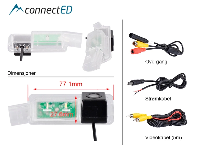 ConnectED Ryggekamera (skiltlys) (CVBS) Audi/Seat/Porsche/VW (2006 -->) 