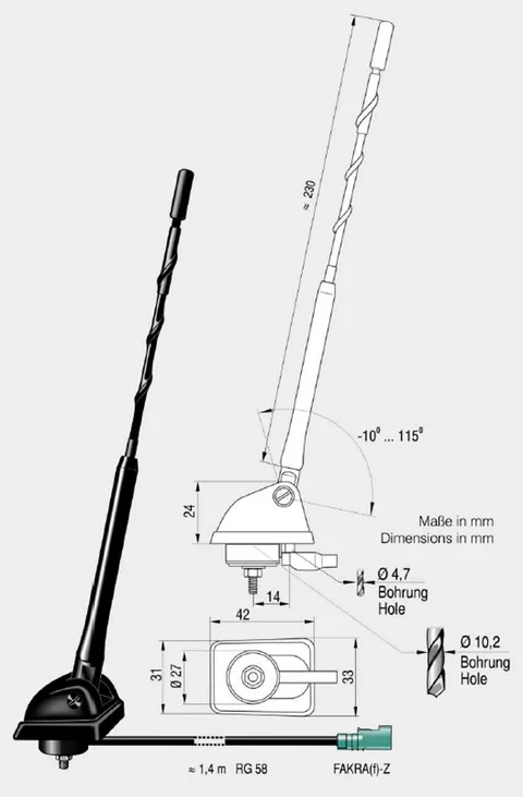 ATTB DAB-antenne - Fakra Passiv antenne for montering på tak 