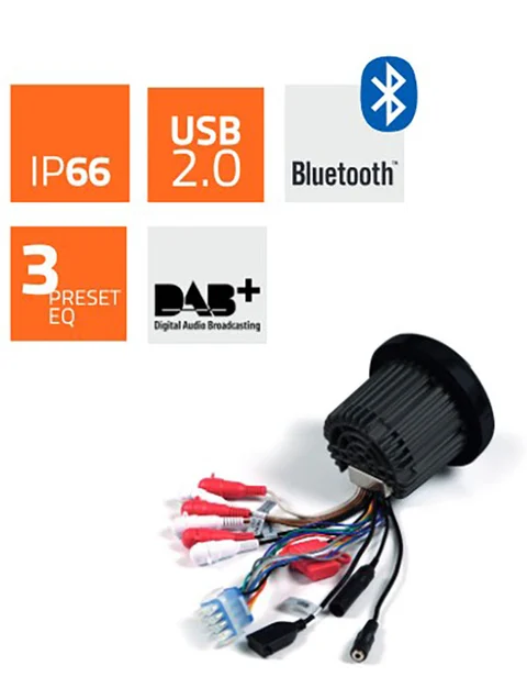 Hertz HMR10D Marine DAB+ radio m/bt 100% vanntett front IP66, 4 x 50W 