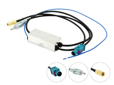 Connects2 FM/DAB splitter - SMB DIN (Han) - FAKRA (Han) - SMB (Hun)