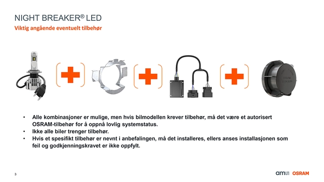Osram Night Breaker H4 LED LED, H4, 2pk, Godkjent LED pære 