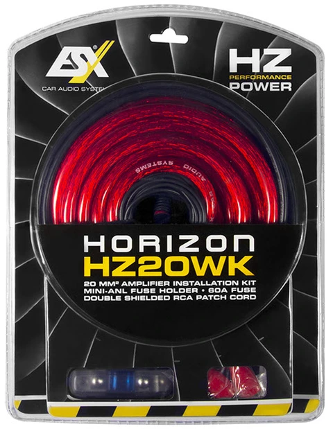 ESX Strømkit, 20 mm² Kabelkit med RCA og Mini-ANL sikringsh. 