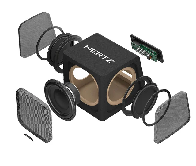 Hertz DBA201  8" Aktiv Subwoofer 440W max doble slaveelementer 